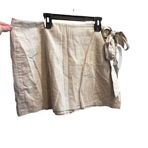 Charlotte Russe Tan Stripped Mini Skort XL Womens Tie Cream NWT Tie Belt Skirt *
